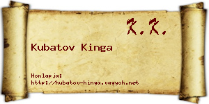 Kubatov Kinga névjegykártya